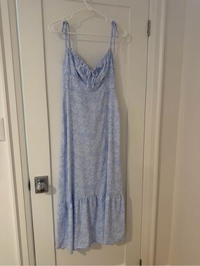 Park and Fifth Light Blue Floral Tie-Shoulder Maxi Dress